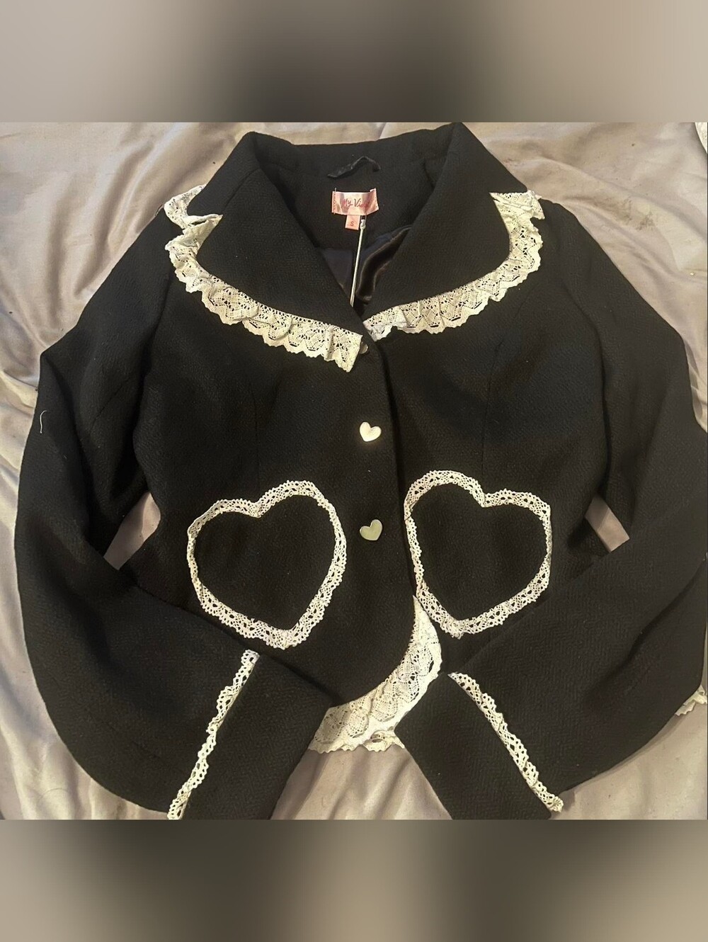 My Violet Black & White Heart Blazer